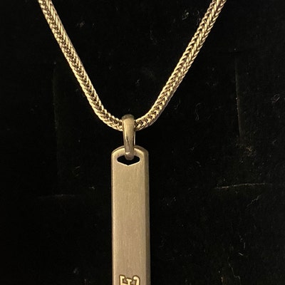 Personalized Fathers Day Gift for Dad Silver Engraved Bar Men Necklace ...