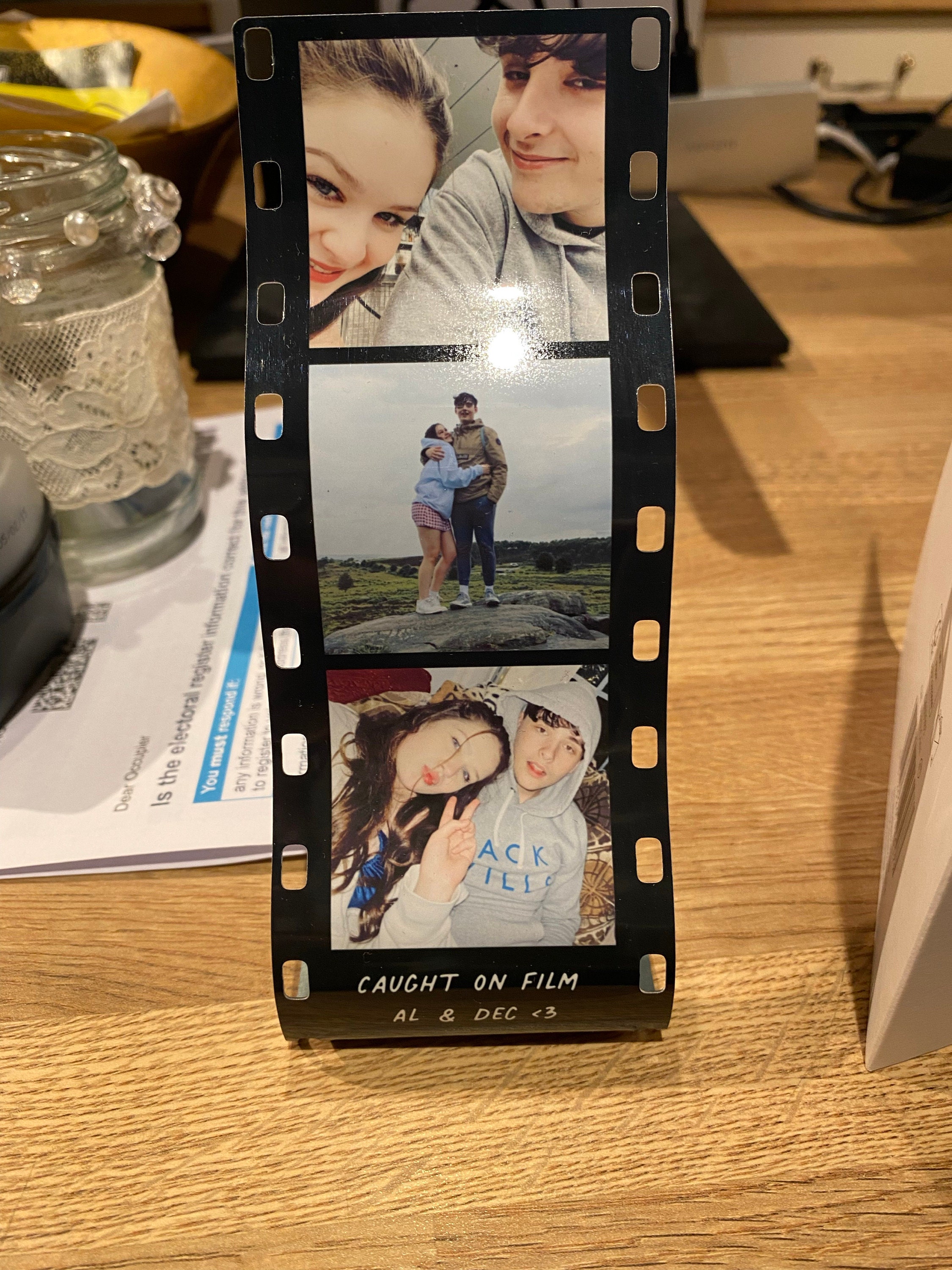 Personalised Mini Metal Photo Reel Print | Three Photos Printed on Metal Film Reel Frame