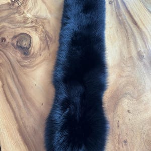 Black Fluffy Snood, Real Fox Fur Collar, Gift for Grandma