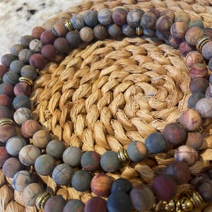 Red Creek Jasper Stone Bracelet. 108 Beads Mala Bracelet