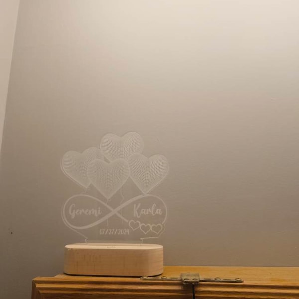 Personalized 3D Illusion LED Lamp | Infinity Heart Valentines Gift ...