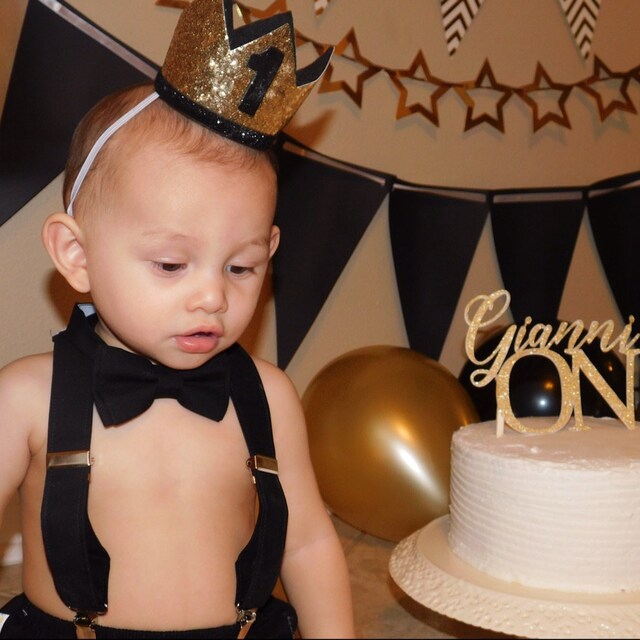 1st Birthday Boy, First Birthday Outfit, One Year Old Boy Birthday Outfit,  Black and Gold, Chessa Creations Original -  New Zealand