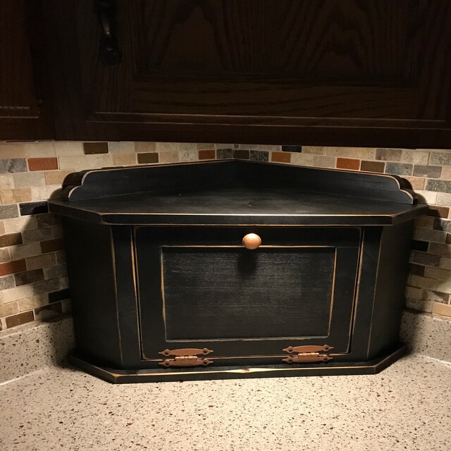 Bread Box Corner Large with Shelf FREE SHIPPING Shabby Etsy