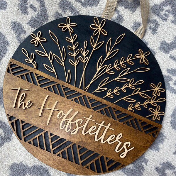 Wooden Door Sign, Family Name Sign, Engagement Gift, Housewarming Gift ...