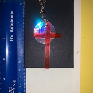 Earrings & Chains- Fluorescent Cross: Jesus; Bible; Christian; Catholic; Religion; God; necklace; music; trance; Party! Black Light. EDM