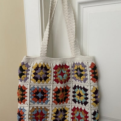 Granny Square Bag, Crochet Bag, Crochet Purse, Crochet Tote Bag, Retro ...