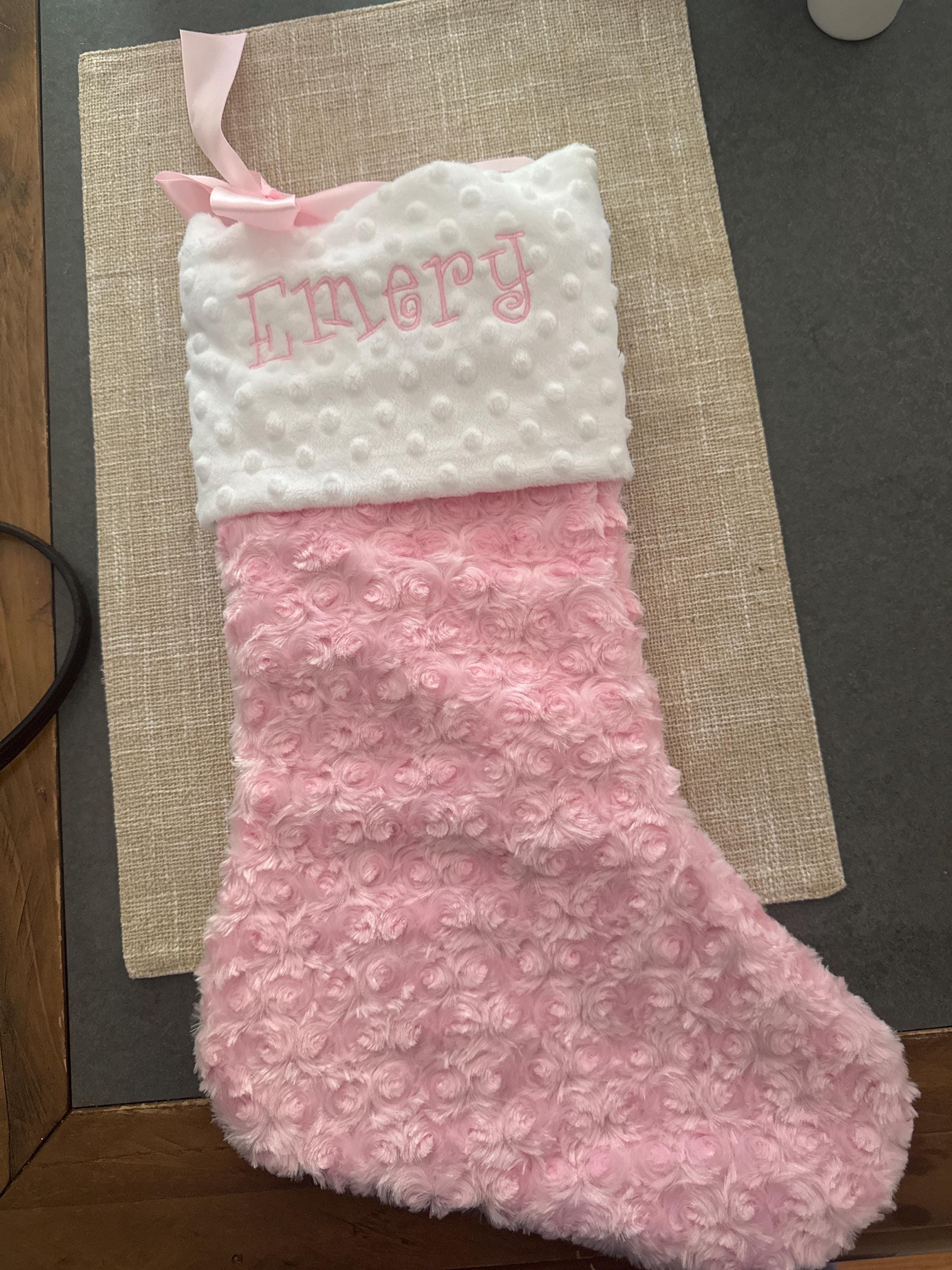 Personalized Christmas Stocking Baby's Girls First Christmas, Baby Pink Christmas stocking