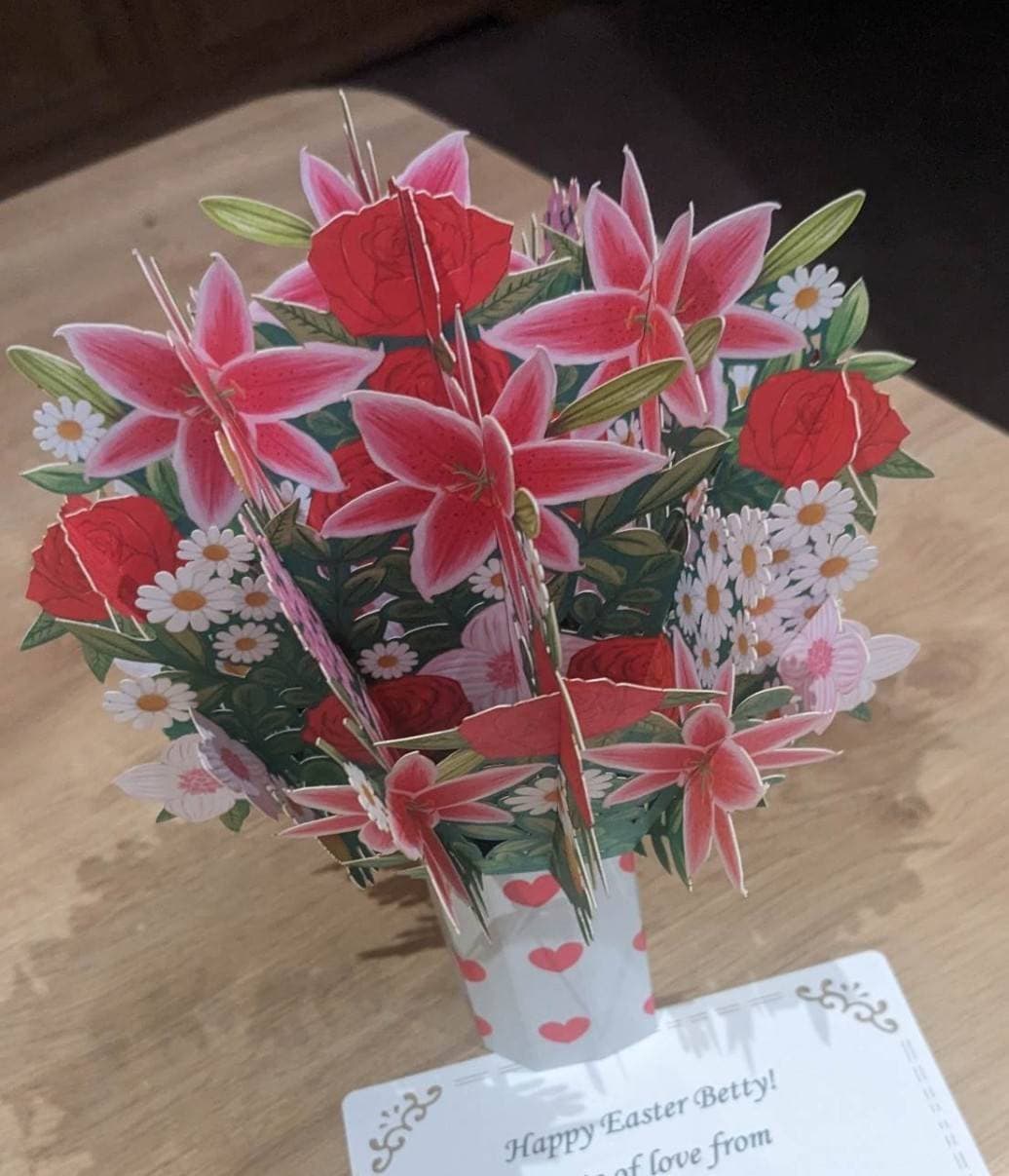 Cherry Bouquet - Pop Up 3D Card Father&#39;s Mother’s Day Birthday Valentines Wedding Anniversary Thank You Keepsake Blossoms will Last All Year