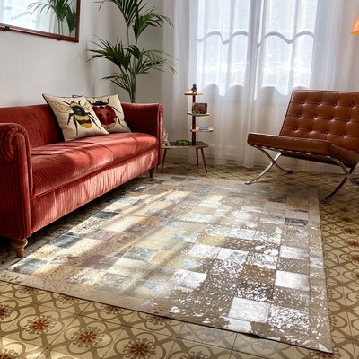 Golden: Hand Patched and Hand Stitched Cowhide Rug - Etsy