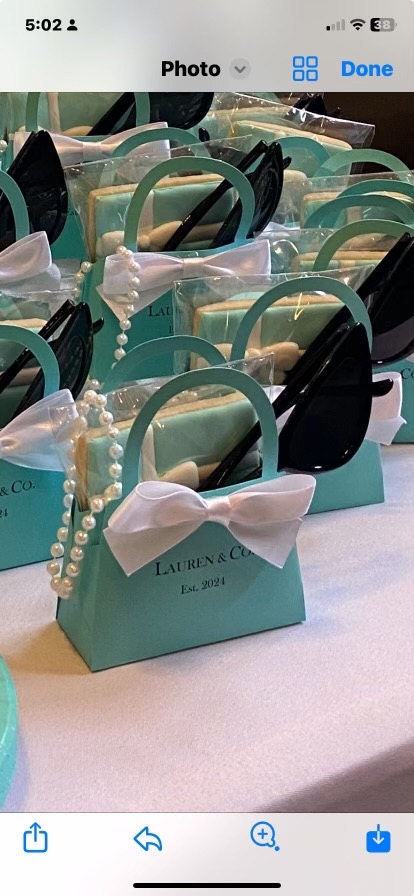 Personalisierte Mini-Geldbörse, Rotkehlchen-Ei-Farbe mit weißer Schleife. Babypartys, Brautpartys, Verlobungen, Sweet 16, Hochzeitssüßigkeiten, 10er-Set