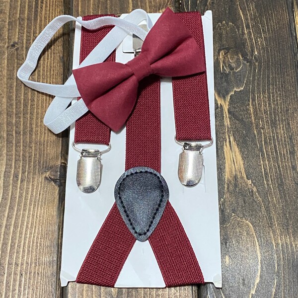 Burgundy Bow Tie & Suspenders, Burgundy Bow Tie, Burgundy Suspenders ...