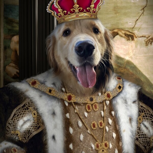 Custom King Pet Portrait . Custom King Animal Portrait . Renaissance ...