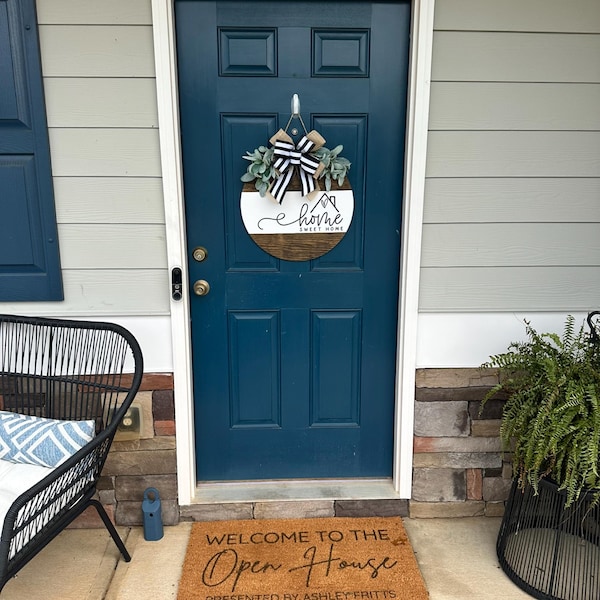 Hibiscus Blue Hawaiian Print Door Mat