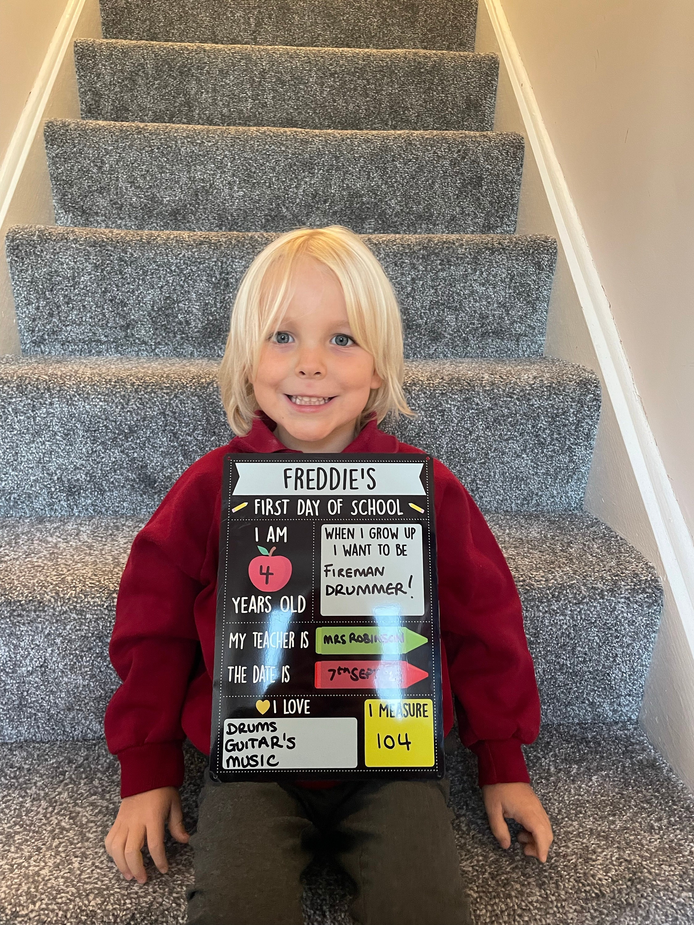 First Day of School Sign, Starting School Gift, Personalised Photo Prop Keepsake, School Chalkboard, Nursery Preschool Age Milestones