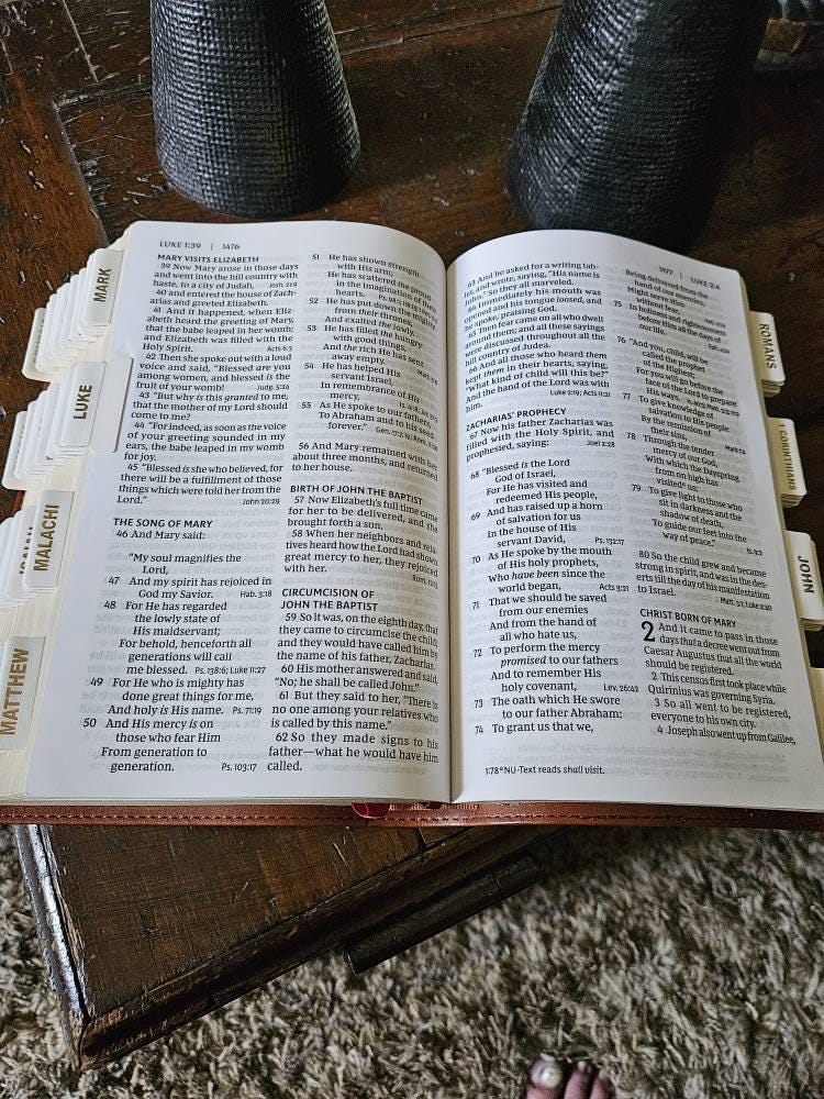 Custom Brown NKJV Tabbed BIBLE with Tabs Christian Gift for Him Dad Men Boys Her Mom Women Confirmation Communion Baptism Catholic Birthday