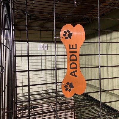 Kennel Crate Pet Tag Identification Dog Bone Name Plate - Etsy