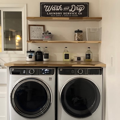 Black and White Wash and Dry Laundry Service Co Canvas Sign Laundry ...