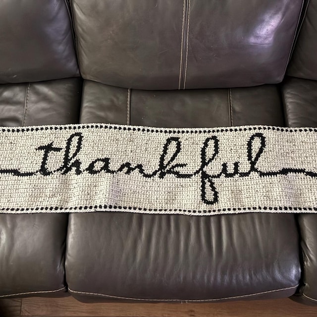 A customer's finished Thankful Table Runner Crochet Pattern