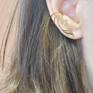 Ear Charms Southwest Leaf and CZ Short Wave Ear Cuff Earring Wrap Single Left EZ Care Rhodium on Silver Ear Charms Southwest Leaf and CZ Short Wave Ear Cuff Earring Wrap Single Left EZ Care Rhodium on Silver