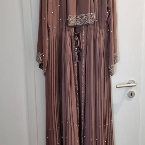 2 Pieces Set Chiffon Satin Abaya Dress #24920