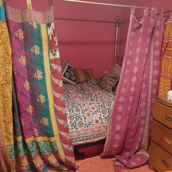 Tenture Murale Kantha Patchwork Coton Multicolore 105x90 Pouces - Vintage Neuf