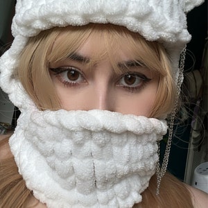 Bear Balaclava Ears Merino Wool Hat Pink