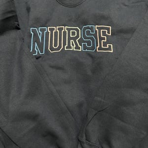 Embroidered NURSE Athletic Block Gemma Sweatshirt | Nurse Pullover Sweatshirt | Gift for Grad | New Nurse Gift | Nurse Crewneck Sweatshirt