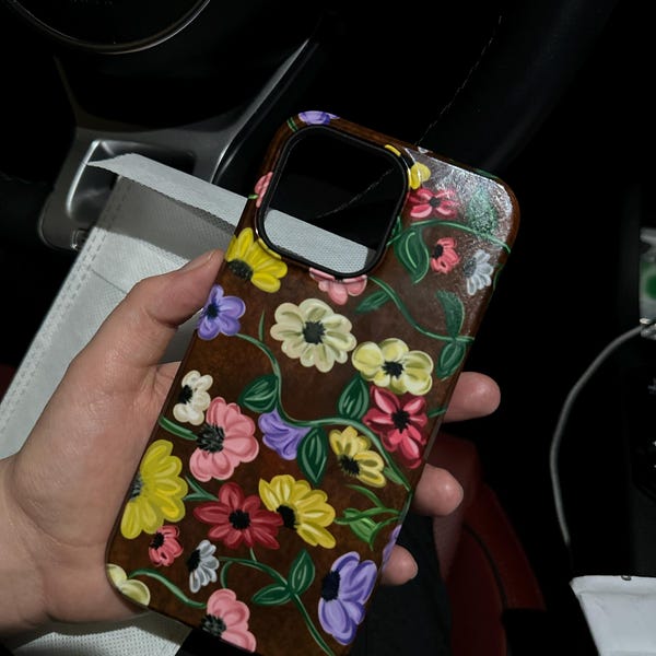 Compatible With IPhone 12 Case With Cute Purple Flower Floral Pattern Design Aesthetic Women Teen Girls Flower Lens Protection Case Iphone 12 Chain Flower