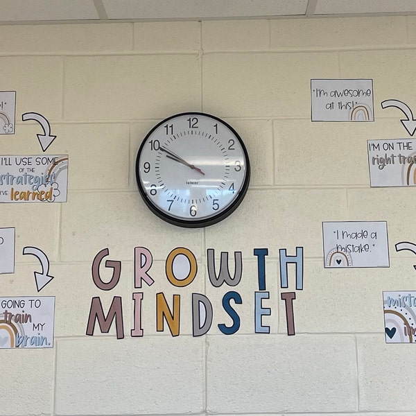 BOHO RAINBOW Growth Mindset Posters | Neutral Rainbow Classroom Decor ...