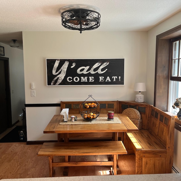 Y'all Come Eat Kitchen Sign | Dining Room Canvas Sign | Farmhouse ...