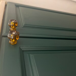 thumbnail image 2 of Emerald Green Glass Drawer Pull – Depression Cabinet, Vintage Style, Eclectic Cabinet Knobs & Decor 2 of 4