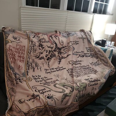 Thorin's Map and Bilbo Baggins Sherpa Fleece Blanket Lord of the Rings ...