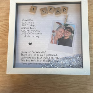 WaaHome 1 Year Anniversary Picture Frame Gifts for Boyfriend Girlfriends  Husband Wife,One Year Anniversary 1st Anniversary Photo Frame Gifts for  Couples First Wedding Anniversary Photo Gifts 