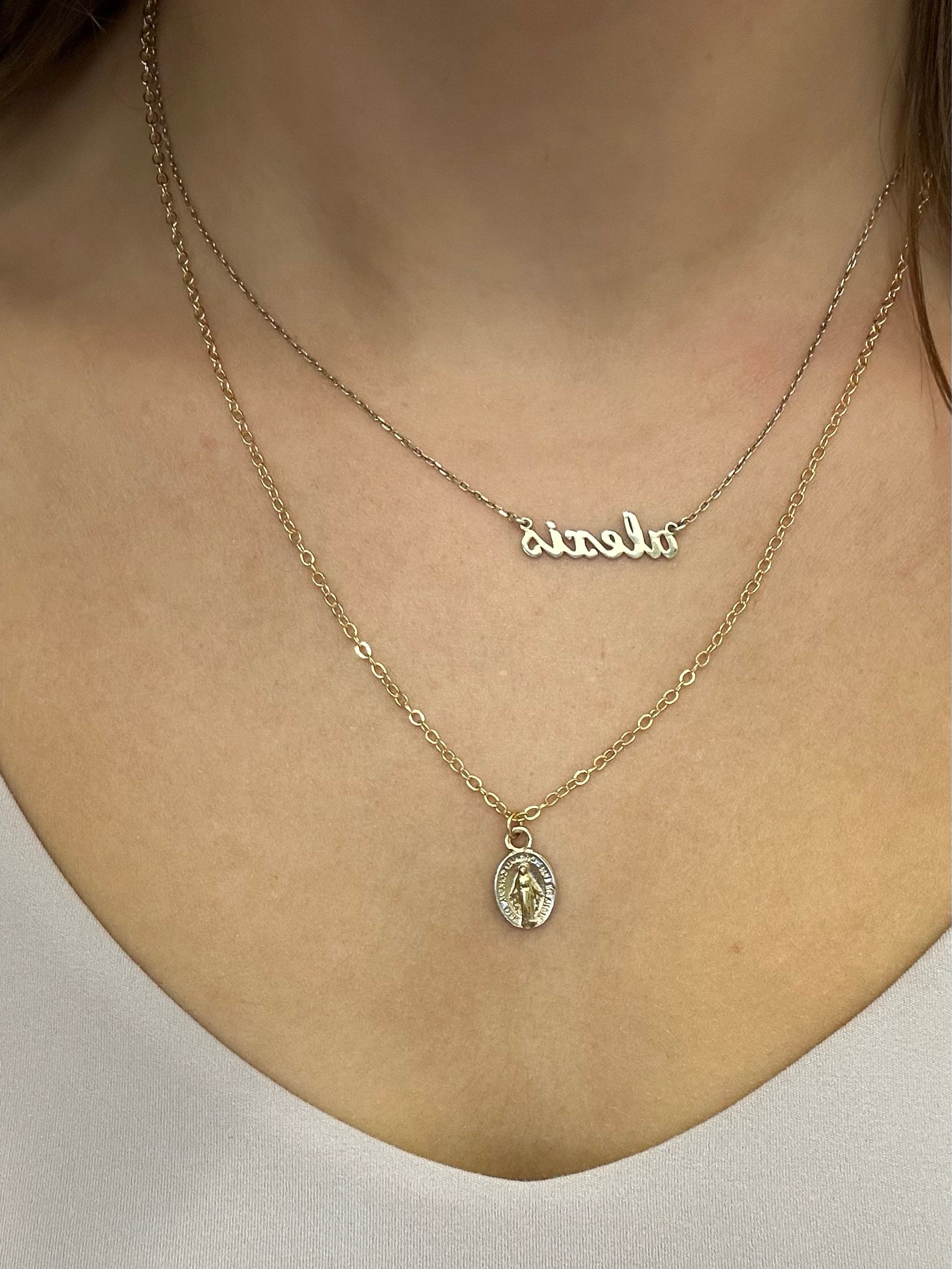 Gold Filled Virgin Mary Necklace Miraculous Medal Necklace, Blessed Mother Necklace, Gold Mary Necklace, Gold Mary Jewelry, Madonna Necklace