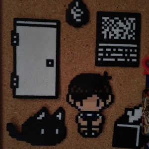 Omori RPG Game Sunny and Basil Perler Keychain or Magnet or Pin or Sprite