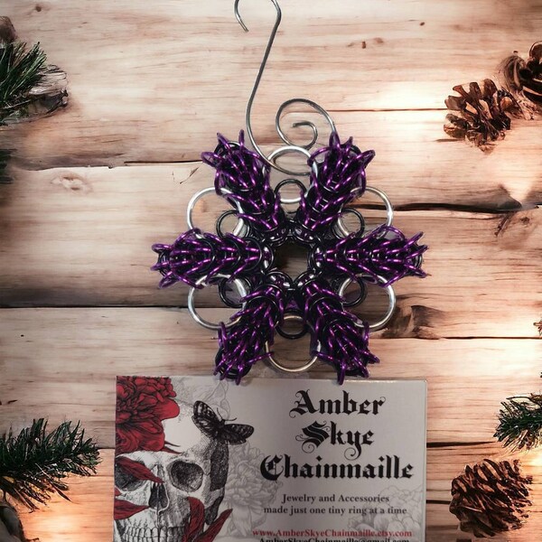 Silver Chainmaille Snowflake Ornament / Chainmail Christmas Ornament ...