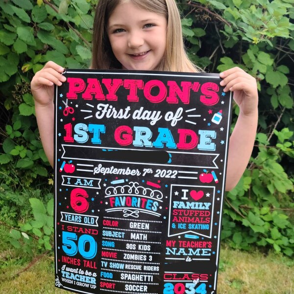 First Day of School Sign Girl First Day of School Chalkboard Back to ...