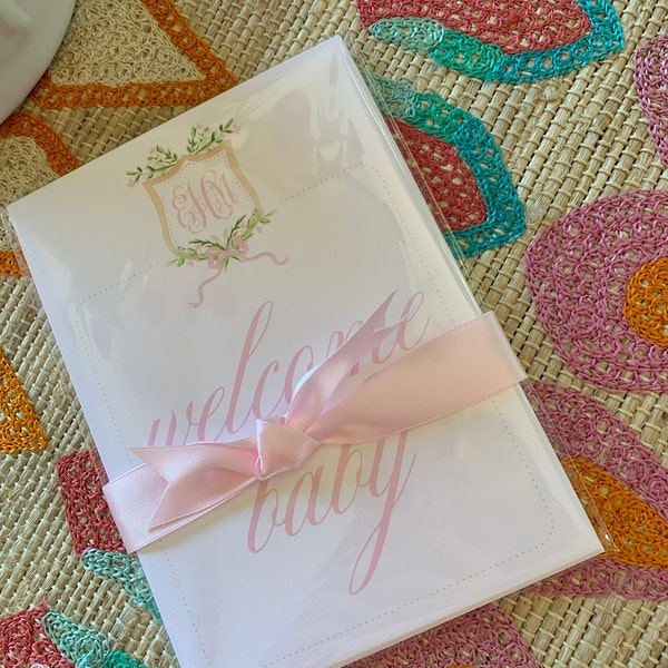 Watercolor Monogram Crest Baby Milestone Cards // Baby // Month Cards ...