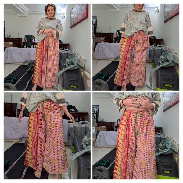 Boho Hippie Two Piece Pant + Tie Top Set, Whimsical Outfit, Mushroom ...