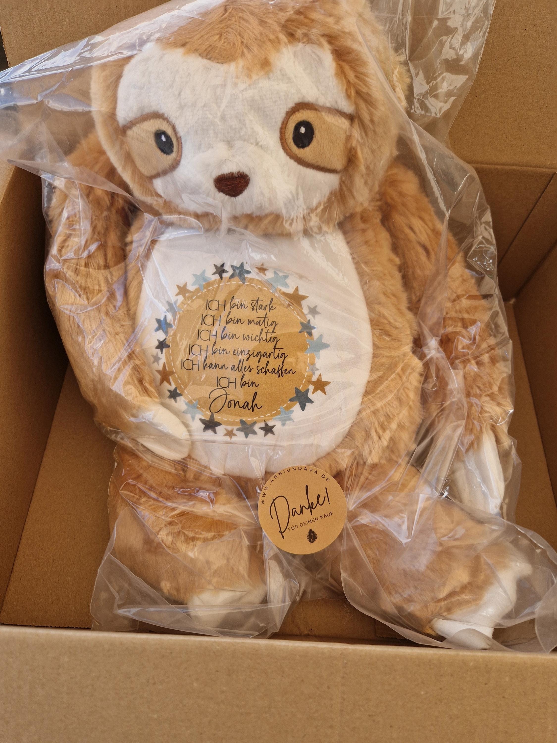 personalized plush toy | cuddly toy | school enrollment gift | gift for children | owl, sloth or rabbit | affirmation |