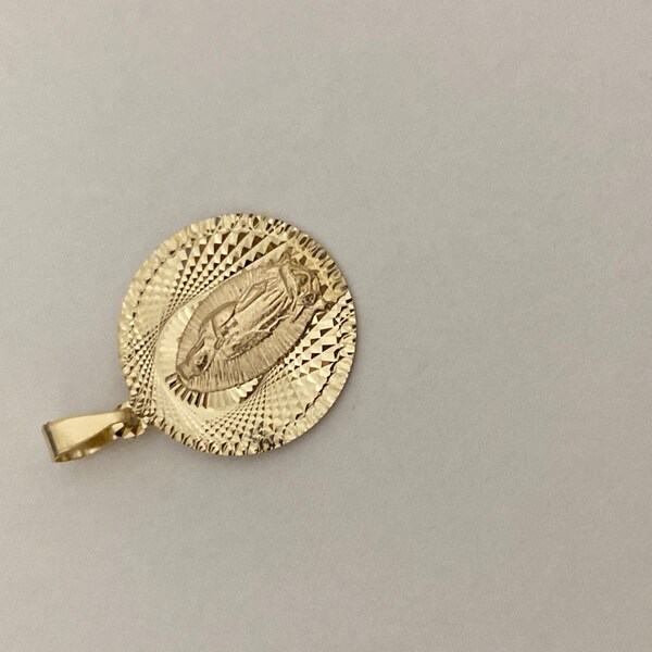 Virgin Mary Miraculous Medal Real 14K Solid Gold Our Lady of Guadalupe ...
