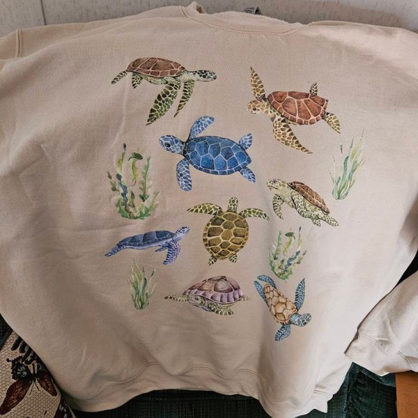 Adobe Nature Turtle Crewneck Sweatshirt for Women