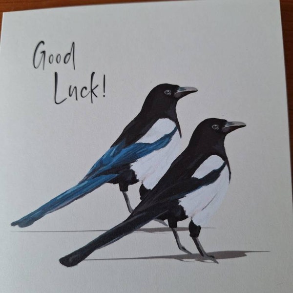 Magpie Good Luck Card: Quirky Friend Card - Etsy
