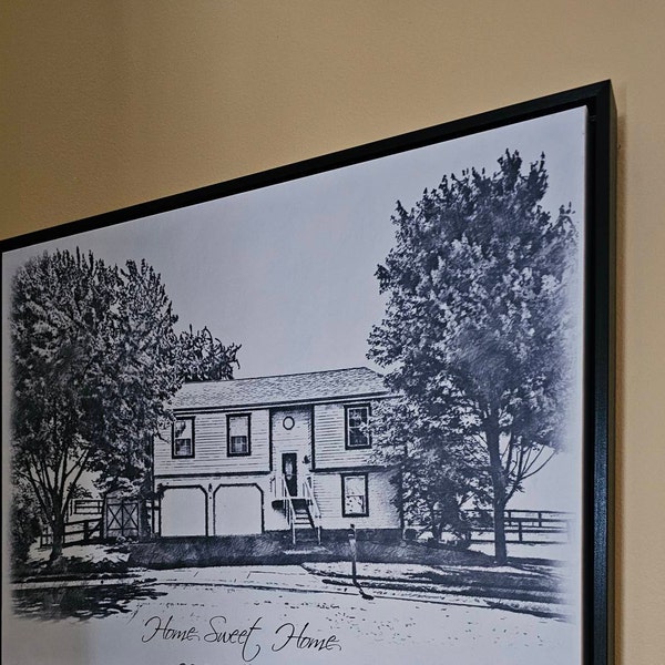 Black & White Sketch House Portrait Custom Home Portrait Housewarming ...