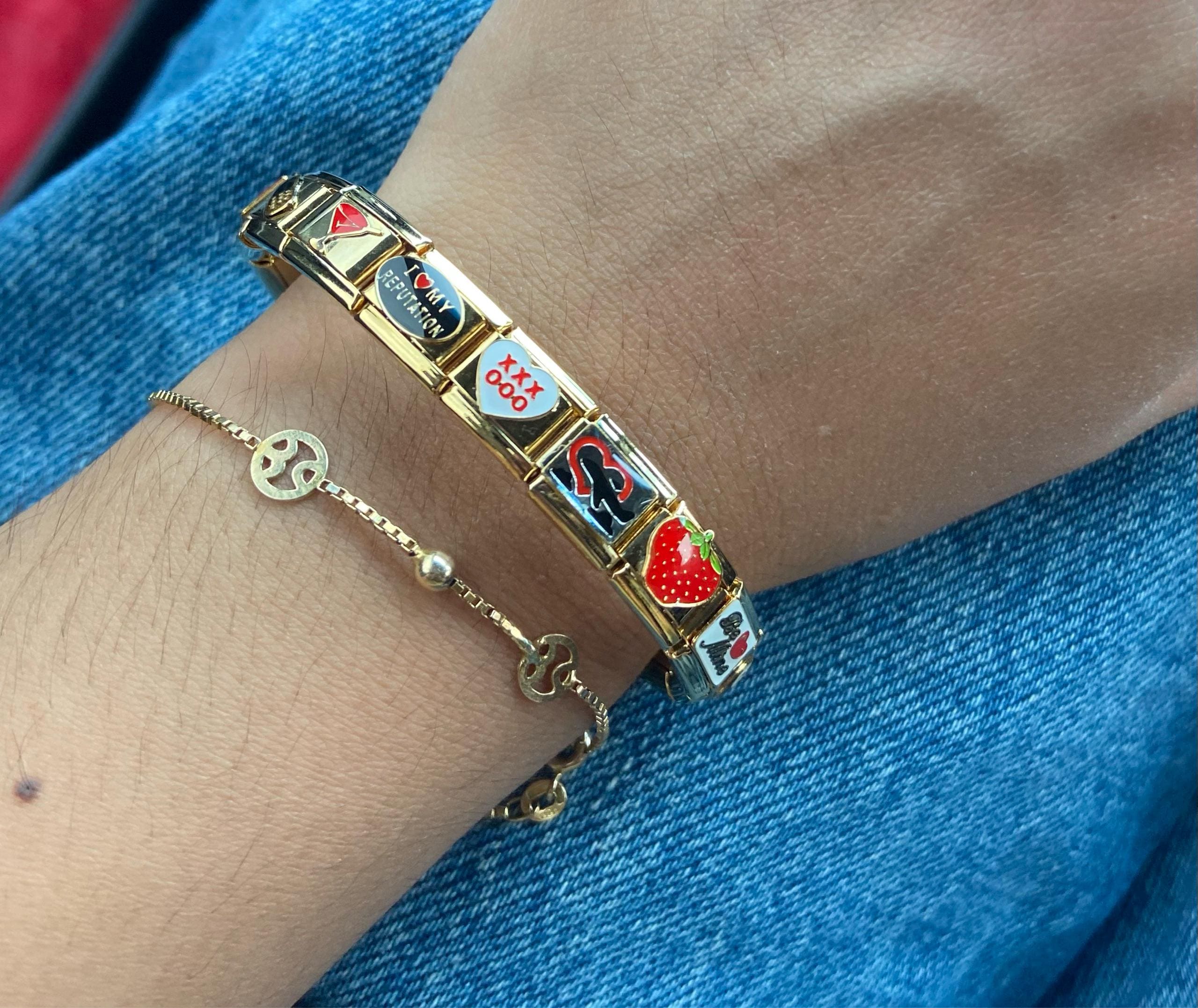 Gold Italian Bracelet, Custom Gold Italy Charms, Personalized Italian Bracelet, Italy Charms