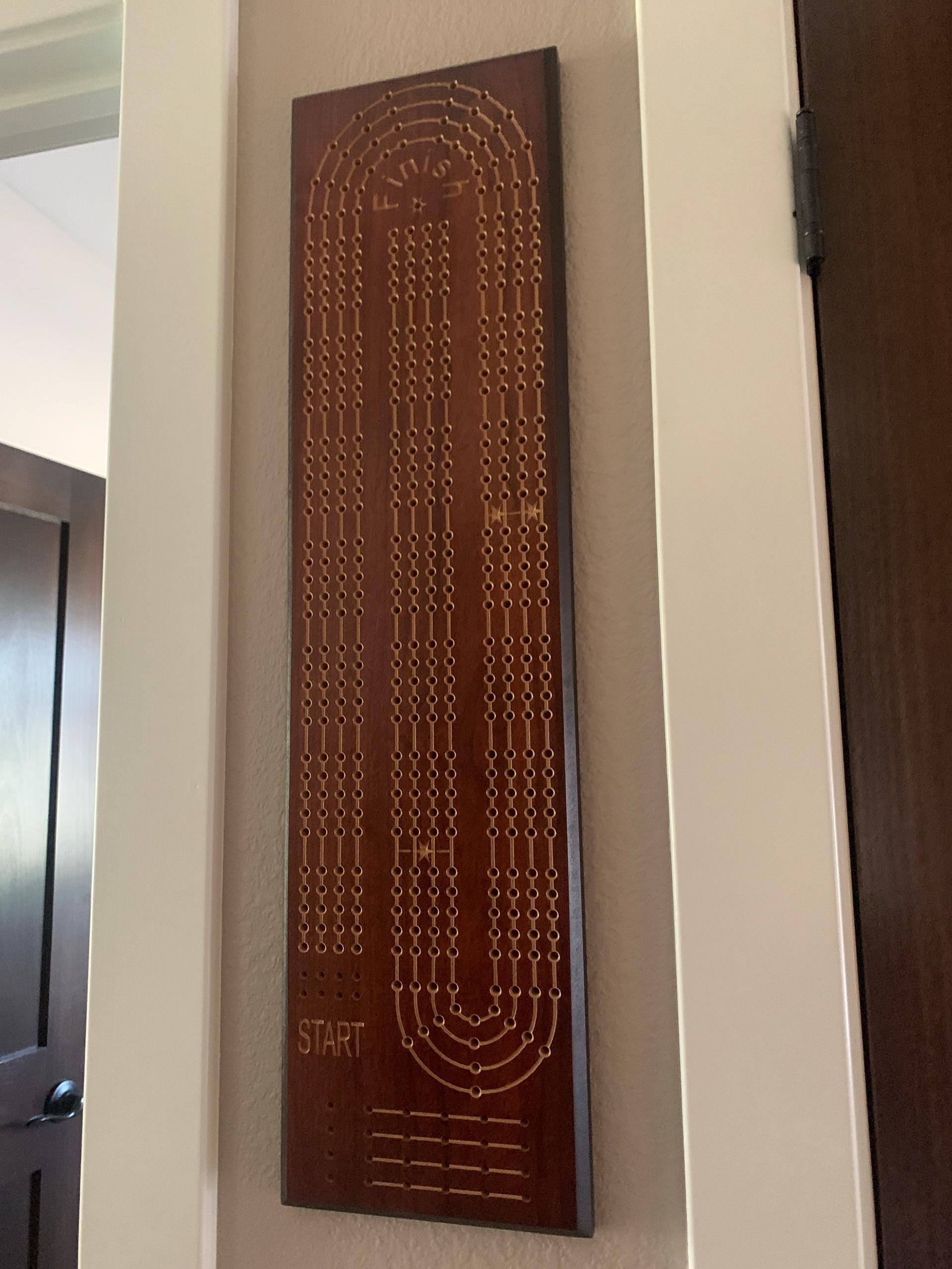 4 Person Extra Large Cribbage Board with Large Metal Pegs,   ***  FREE SHIPPING in Continental USA  ***