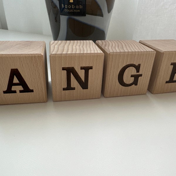 Personalised Wooden Letter Blocks. Custom Engraved Name Baby Bricks ...