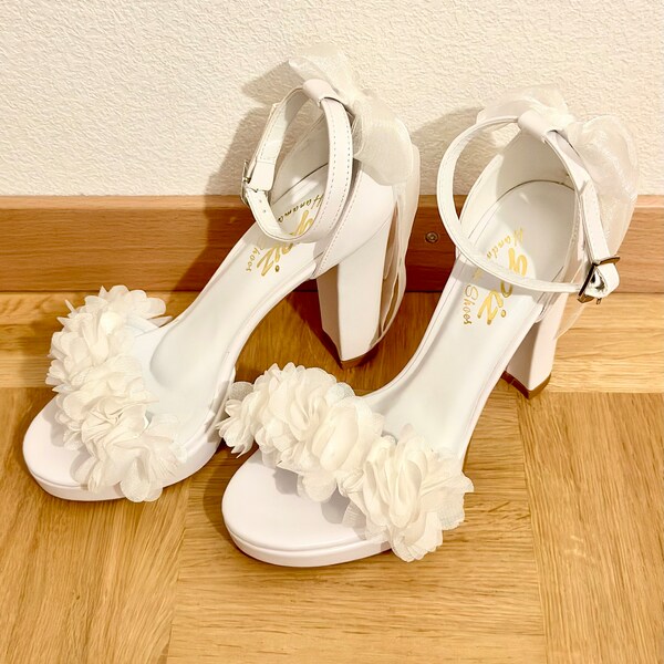 block heel platform wedding shoes