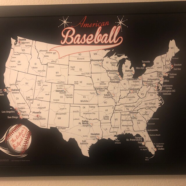 Personalized Baseball Stadium Map: Baseball Park Push Pin