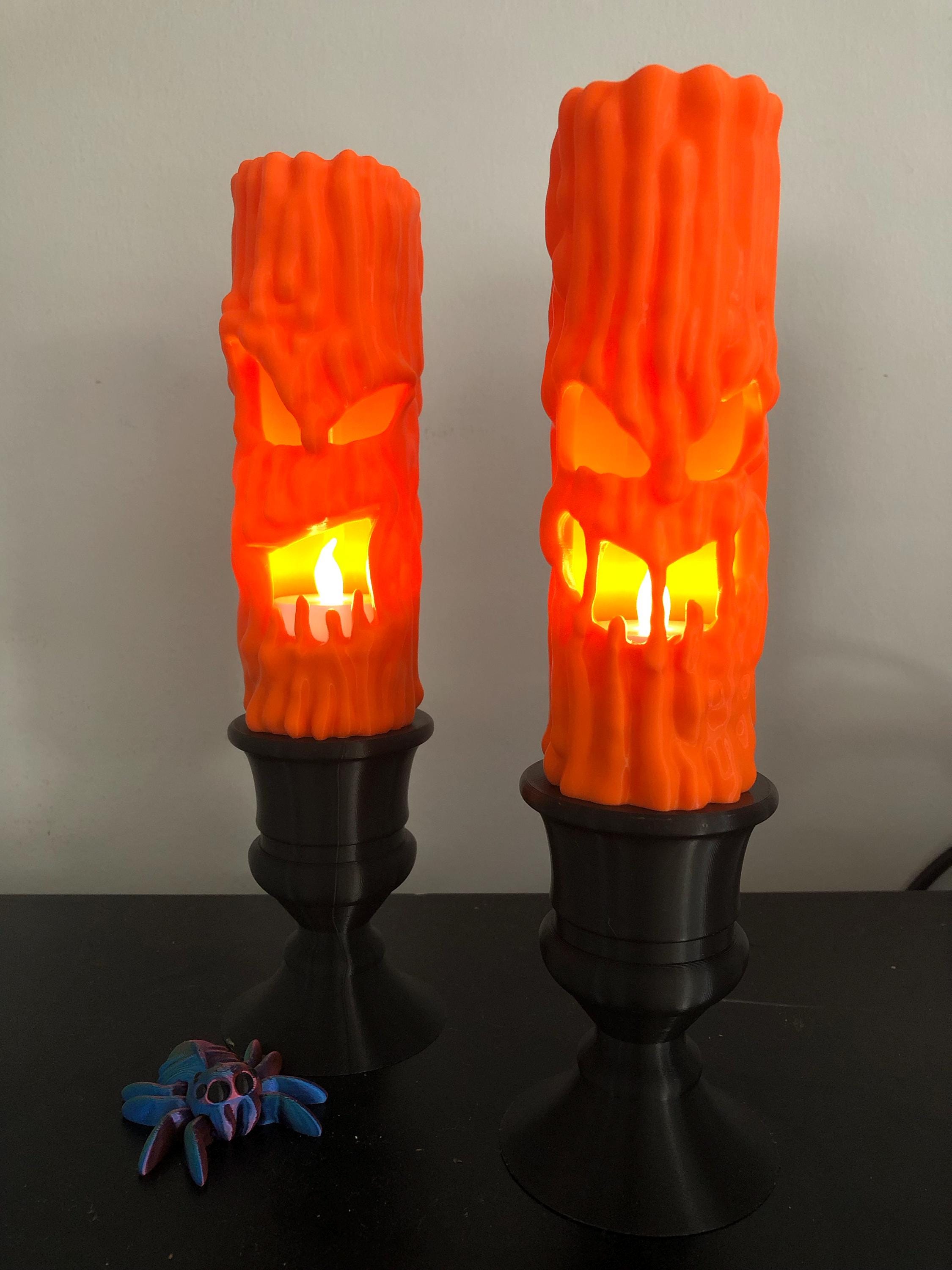 Creepy Candles W/LED Tea Light, Halloween Decor, Spooky Gift, 3D Printed
